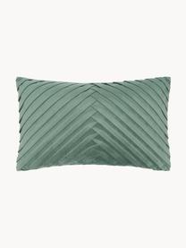 Housse de coussin en velours vert foncé Lucie, 100 % velours de polyester, Vert foncé, larg. 30 x long. 50 cm