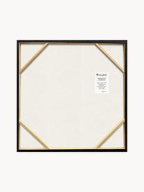 Handbeschilderde canvasdoek zwart Lines, Zwart, lichtbeige, B 80 x H 80 cm