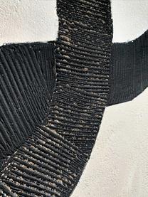 Handbeschilderde canvasdoek zwart Lines, Zwart, lichtbeige, B 80 x H 80 cm