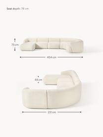 Modulární plyšová sedací souprava Sofia, Tlumeně bílá, Š 404 cm, H 231 cm, pravé rohové provedení