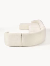 Divano componibile in teddy Sofia, Rivestimento: teddy (100% polipropilene, Struttura: legno di abete rosso, tru, Piedini: plastica Il materiale uti, Teddy bianco latte, Larg. 404 x Prof. 231 cm, chaise longue a sinistra