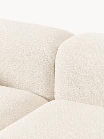 Modulares Ecksofa Natalie aus Teddy-Bouclé, Bezug: Teddy-Bouclé (100 % Polye, Gestell: mitteldichte Holzfaserpla, Sockel: Massives Buchenholz, lack, Teddy-Bouclé Off White, dunkles Buchenholz, B 337 x T 197 cm, Eckteil links