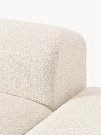 Modulares Ecksofa Natalie aus Teddy-Bouclé, Bezug: Teddy-Bouclé (100 % Polye, Gestell: mitteldichte Holzfaserpla, Sockel: Massives Buchenholz, lack, Teddy-Bouclé Off White, dunkles Buchenholz, B 337 x T 197 cm, Eckteil links