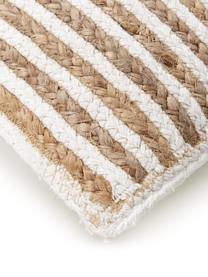 Gestreifte Jute-Kissenhülle Faeka, Vorderseite: Jute, Baumwolle, Rückseite: 100% Baumwolle, Off White, Braun, B 30 x L 50 cm