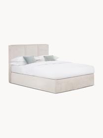 Letto boxspring Oberon, Materasso: nucleo a 5 zone di molle , Piedini: plastica Questo prodotto , Tessuto beige, Larg. 160 x Lung. 200 cm, grado di durezza H2