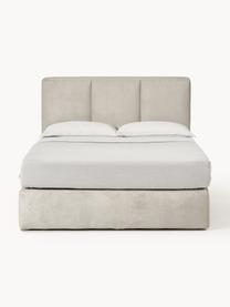 Letto boxspring Oberon, Materasso: nucleo a 5 zone di molle , Piedini: plastica Questo prodotto , Tessuto beige, Larg. 160 x Lung. 200 cm, grado di durezza H2