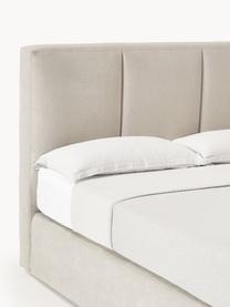 Letto boxspring Oberon, Materasso: nucleo a 5 zone di molle , Piedini: plastica Questo prodotto , Tessuto beige, Larg. 160 x Lung. 200 cm, grado di durezza H2