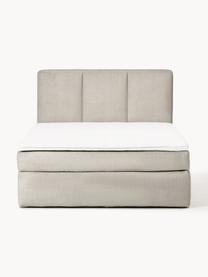 Letto boxspring Oberon, Materasso: nucleo a 5 zone di molle , Piedini: plastica Questo prodotto , Tessuto beige, Larg. 160 x Lung. 200 cm, grado di durezza H2