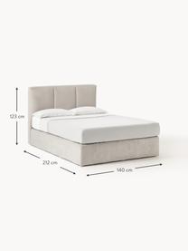 Letto boxspring Oberon, Materasso: nucleo a 5 zone di molle , Piedini: plastica Questo prodotto , Tessuto beige, Larg. 160 x Lung. 200 cm, grado di durezza H2