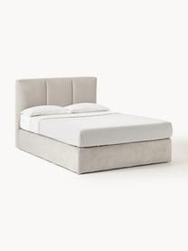 Boxspringbett Oberon, Matratze: 5-Zonen-Taschenfederkern, Webstoff Beige, B 160 x L 200 cm, Härtegrad H2