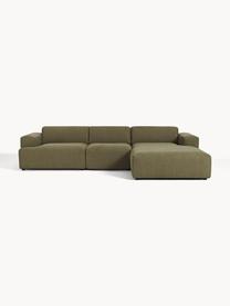 Ecksofa Melva (4-Sitzer), Bezug: 100 % Polyester Der strap, Gestell: Massives Kiefern- und Fic, Webstoff Olivgrün, B 319 x T 195 cm, Eckteil links