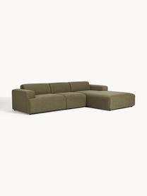 Ecksofa Melva (4-Sitzer), Bezug: 100 % Polyester Der strap, Gestell: Massives Kiefern- und Fic, Webstoff Olivgrün, B 319 x T 195 cm, Eckteil links