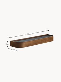 Holz-Wandregal Epoch, B 118 cm, Sperrholz, Eichenholzfurnier, Hochdruck Laminat, Dunkles Eichenholz, Transparent schwarz getönt, B 118 x H 8 cm