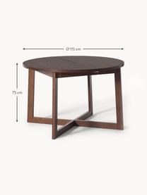 Mesa de comedor extensible Bennet, 115-215 x 75 cm, Tablero: fibras de densidad media , Patas: madera de roble maciza ba, Madera de roble pintada marrón oscuro, An 115/215 x F 115