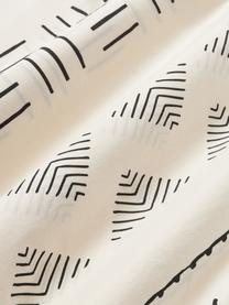 Povlečení z bavlněného perkálu s efektem soft-washed Kohana, Krémově bílá, černá, 240 x 220 cm + 2 polštáře 80 x 80 cm