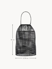 Lanterna fatta a mano in rattan Hazel, Struttura: rattan rivestito, Nero, Ø 30 x Alt. 45 cm