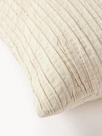 Funda de cojín de algodón con plisado Artemis, 99% algodón, 1% poliéster, Blanco crema, An 30 x L 50 cm