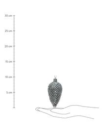 Ozdoba na stromček Pine V 9 cm, 4 ks, Strieborná, Ø 5 x V 9 cm