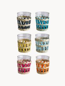 Waterglazen Reed, set van 6, Decoratie: stok, Transparant, meerkleurig, Ø 8 x H 10 cm, 250 ml