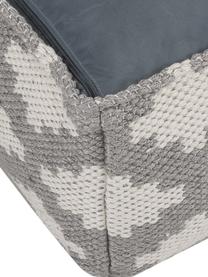 Handgewebtes Bodenkissen Napua mit Ethno-Muster, Bezug: 100% recyceltes Polyester, Grau, Ecru, B 63 x H 30 cm