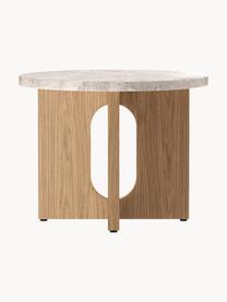 Mesa auxiliar Ibiza, tablero de arenisca, Tablero: arenisca, Estructura: madera de roble, Arenisca, madera de roble clara, Ø 50 x Al 39 cm