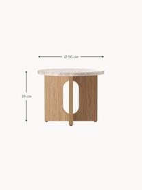 Mesa auxiliar Ibiza, tablero de arenisca, Tablero: arenisca, Estructura: madera de roble, Arenisca, madera de roble clara, Ø 50 x Al 39 cm