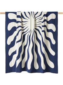 Manta doble cara de algodón ecológico Émile, 100% algodón, certificado GOTS, Beige, azul, An 130 x L 170 cm