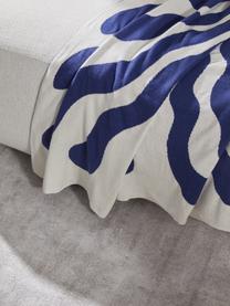 Manta doble cara de algodón ecológico Émile, 100% algodón, certificado GOTS, Beige, azul, An 130 x L 170 cm