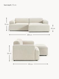 Ecksofa Melva (3-Sitzer), Bezug: 100 % Polyester Der strap, Gestell: Massives Kiefern- und Fic, Webstoff Hellbeige, B 238 x T 143 cm, Eckteil rechts