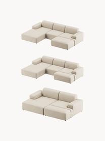 Ecksofa Melva (3-Sitzer), Bezug: 100 % Polyester Der strap, Gestell: Massives Kiefern- und Fic, Webstoff Hellbeige, B 238 x T 143 cm, Eckteil rechts