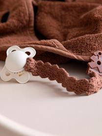 Gehäkelte Schnullerkette Crochet, handgefertigt, Braun, B 3 x L 20 cm