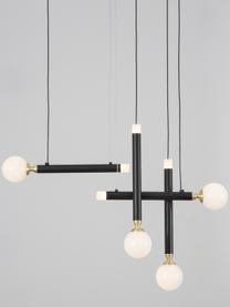 Lampada a sospensione a LED Cayo, Paralume: vetro, Decorazione: alluminio rivestito, Baldacchino: alluminio rivestito, Nero, dorato, bianco, Larg. 51 x Alt. 39 cm