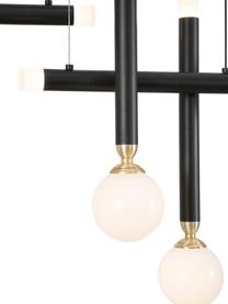 Lampada a sospensione a LED Cayo, Paralume: vetro, Decorazione: alluminio rivestito, Baldacchino: alluminio rivestito, Nero, dorato, bianco, Larg. 51 x Alt. 39 cm