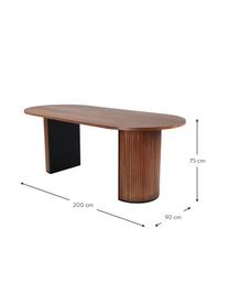 Ovaler Esstisch Bianca mit Eichenholzfunier, 200 x 90 cm, Tischplatte: Mitteldichte Holzfaserpla, Beine: Trompetenbaumholz, lackie, Eichenholz, dunkel lackiert, B 200 x T 90 cm