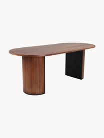 Mesa de comedor ovalada de madera Bianca, 200 x 90 cm, Tablero: fibras de densidad media , Patas: madera de árbol de trompe, Madera de roble barnizado oscuro, An 200 x F 90 cm