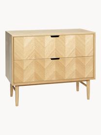 Cassettiera in legno di quercia con motivo spina di pesce Herringbone, Piedini: legno di quercia, certifi, Legno di quercia, Larg. 80 x Alt. 65 cm