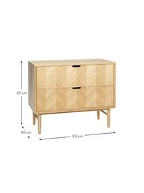 Cassettiera in legno di quercia con motivo spina di pesce Herringbone, Piedini: legno di quercia, certifi, Legno di quercia, Larg. 80 x Alt. 65 cm