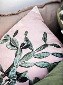 Federa arredo con stampa cactus Montezuma, 100% cotone, Rosa, verde, Larg. 50 x Lung. 50 cm