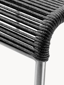 Fußhocker Teglgård, Sitzfläche: Schnur, Gestell: Metall, beschichtet, Schwarz, Silberfarben, B 50 x H 36 cm