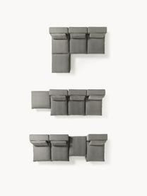 Modulares XL-Ecksofa Felix mit Hocker, Bezug: 100 % Polyester Der strap, Gestell: Massives Kiefern- und Fic, Webstoff Dunkelgrau, B 300 x T 250 cm