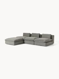 Modulares XL-Ecksofa Felix mit Hocker, Bezug: 100 % Polyester Der strap, Gestell: Massives Kiefern- und Fic, Webstoff Dunkelgrau, B 300 x T 250 cm