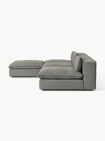 Modulares XL-Ecksofa Felix mit Hocker, Bezug: 100 % Polyester Der strap, Gestell: Massives Kiefern- und Fic, Füße: Kunststoff Dieses Produkt, Webstoff Dunkelgrau, B 300 x T 250 cm