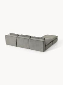 Modulares XL-Ecksofa Felix mit Hocker, Bezug: 100 % Polyester Der strap, Gestell: Massives Kiefern- und Fic, Füße: Kunststoff Dieses Produkt, Webstoff Dunkelgrau, B 300 x T 250 cm