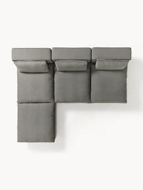 Modulares XL-Ecksofa Felix mit Hocker, Bezug: 100 % Polyester Der strap, Gestell: Massives Kiefern- und Fic, Füße: Kunststoff Dieses Produkt, Webstoff Dunkelgrau, B 300 x T 250 cm