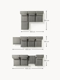 Narożna sofa modułowa XL z pufem Felix, Tapicerka: 100% poliester Dzięki tka, Nogi: tworzywo sztuczne Ten pro, Ciemnoszara tkanina, B 300 x T 250 cm