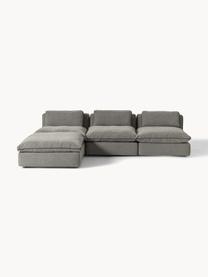 Modulares XL-Ecksofa Felix mit Hocker, Bezug: 100 % Polyester Der strap, Gestell: Massives Kiefern- und Fic, Webstoff Dunkelgrau, B 300 x T 250 cm