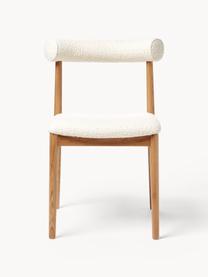 Silla tapizada en tejido bouclé Diego, Funda: bouclé (95% poliéster, 5%, Patas: madera de roble maciza, Bouclé blanco, An 57 x Al 56 cm