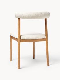 Silla tapizada en tejido bouclé Diego, Funda: bouclé (95% poliéster, 5%, Patas: madera de roble maciza, Bouclé blanco, An 57 x Al 56 cm