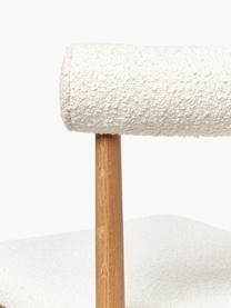Krzesło tapicerowane Bouclé Cleo, Tapicerka: Bouclé (95% poliester, 5%, Nogi: lite drewno dębowe, Biały Bouclé, S 57 x G 56 cm
