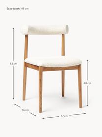 Krzesło tapicerowane Bouclé Cleo, Tapicerka: Bouclé (95% poliester, 5%, Nogi: lite drewno dębowe, Biały Bouclé, S 57 x G 56 cm